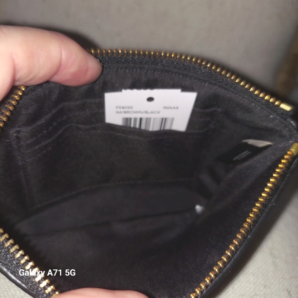 Coach NWT Signature Dark Khaki and Black Wristlet Wallet - Picture 8 of 11